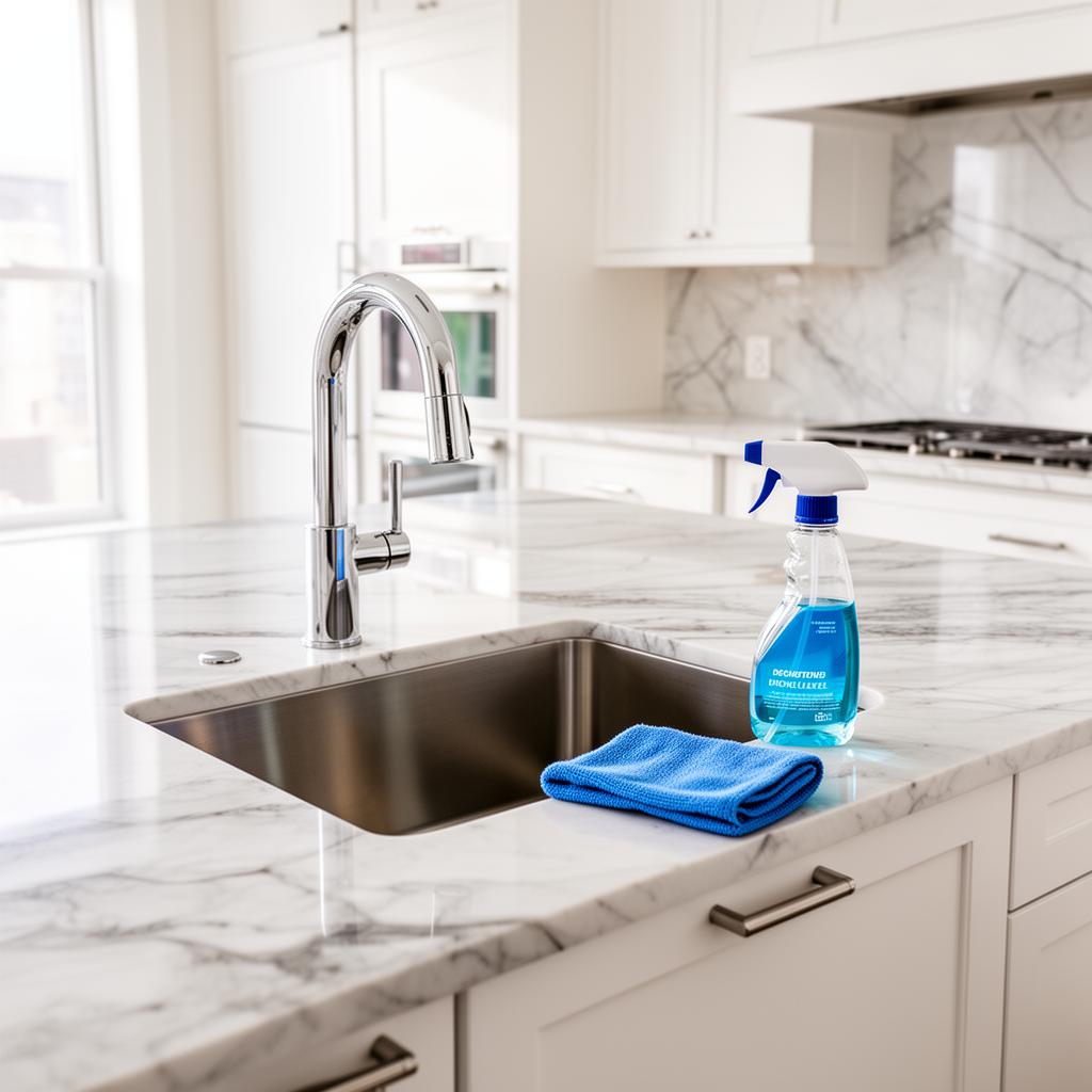 Polished marble countertop after NJC Janitorial visit